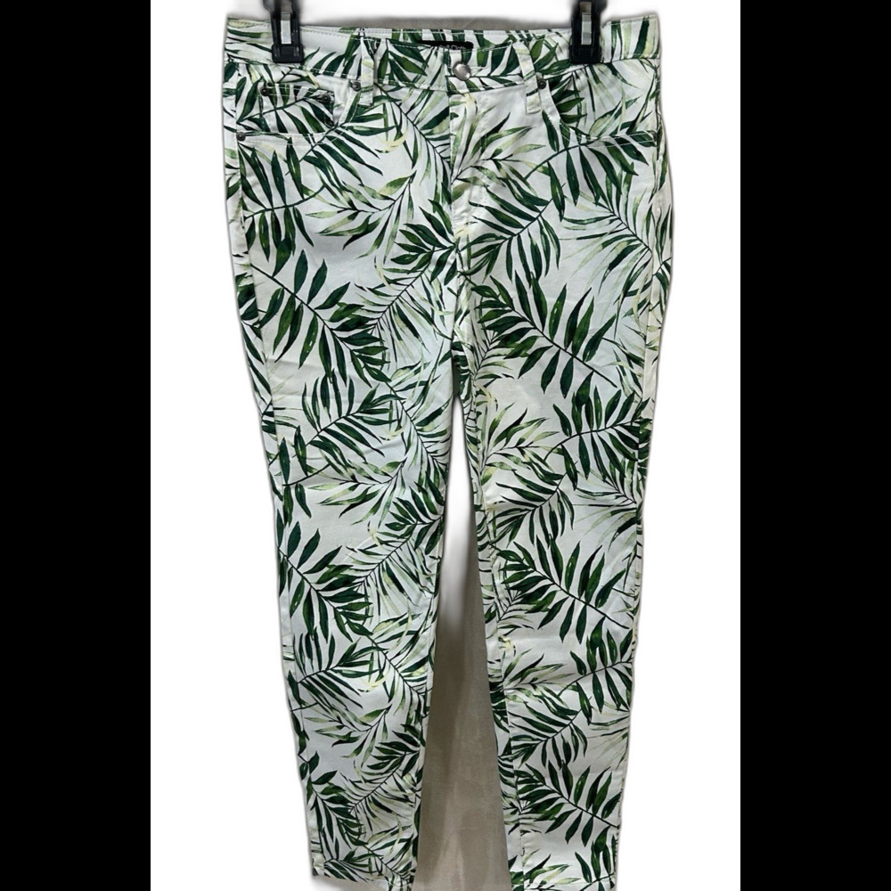 Needle & Cloth Pants Women’s Size 8 Colors Green White Skinny Ankle Leaf Print